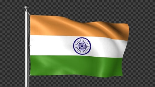 India Flag Waving Realistic Animation