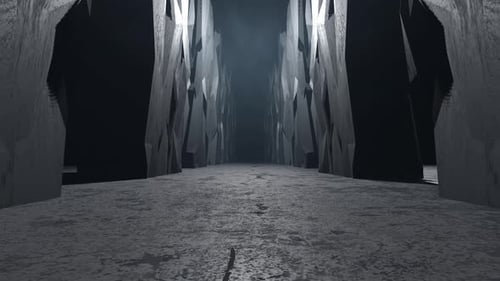 Abstract Geometric Tunnel Flythrough with Dark Structures