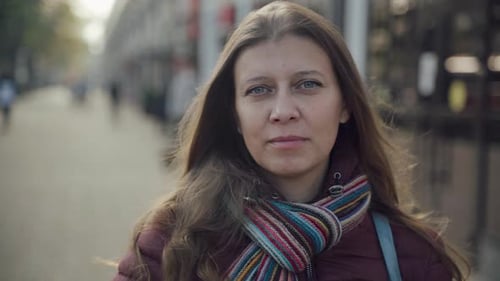 Woman Wearing Face Mask To Protect Against Covid-19 Virus Walking City