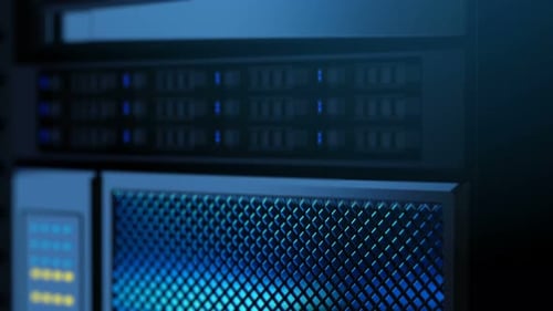 Network and Data Servers in a Server Room of a Data Center