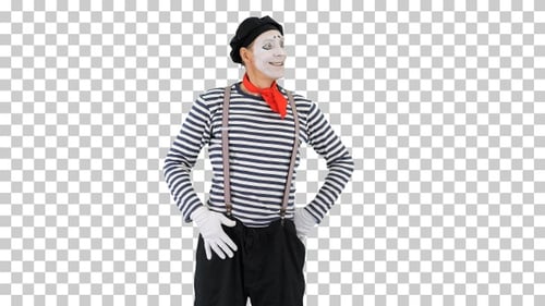 Man dressed like mime looking far away, Alpha Channel