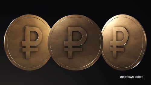 3D Golden Russian Ruble Coin Loop Animation