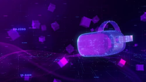 Futuristic VR Headset in Neon Digital Metaverse