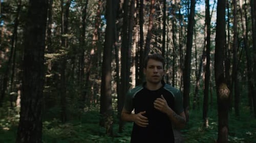 Young Handsome Man Train for Marathon Run in Park