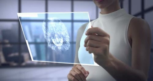 Woman using digital screen