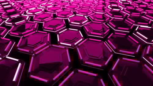 Pulsing Pink Neon Hexagon Grid Background