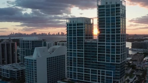 Sunset Miami Beach Aerial 4K