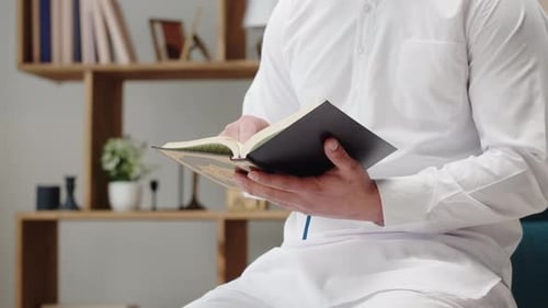 Middle Eastern Man Praying Closeup Islamic Religion