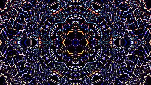Abstract Geometric Kaleidoscope Light Particles Motion Background