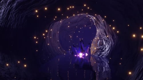 4K Mystical Crystal Cave Blue Fantasy | Environment Magical Sparkling Crystals Background