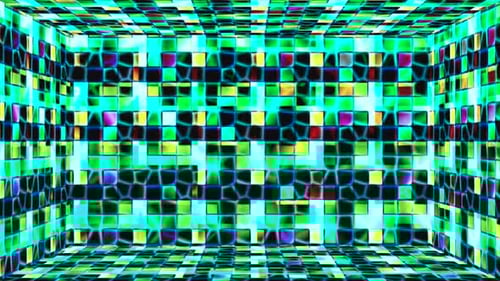 Dynamic Glowing Geometric Tiles Abstract Background Loop