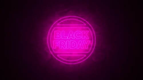 Fundo de banner de sinal de néon de venda de sexta-feira negra para vídeo promocional. conceito de venda e liberação