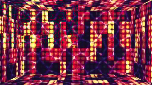 Abstract Glowing Geometric Grid Disco Room Background