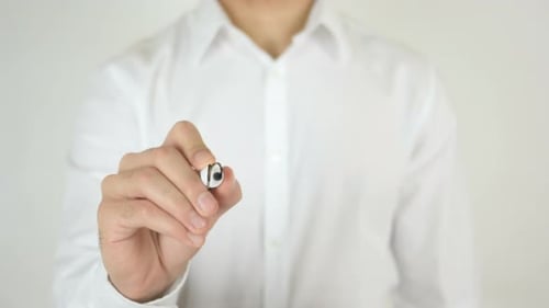 Hand Writing Repair On Glass Close Up