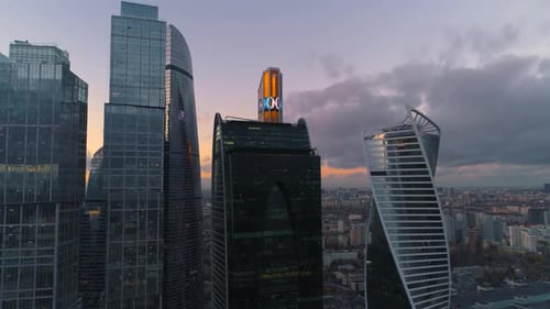 Business Center Moscow City. Aerial, Dron Shoot.