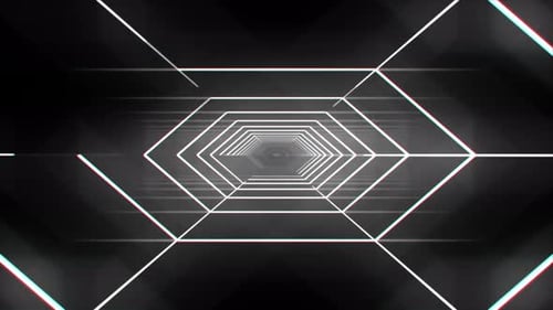 Futuristic Hexagon Tunnel Animation with Neon Lines