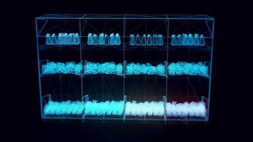 Market Shelf Buns Hologram Rotating 4K