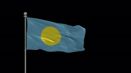 Palau Looping Of The Waving Flag Pole With Alpha