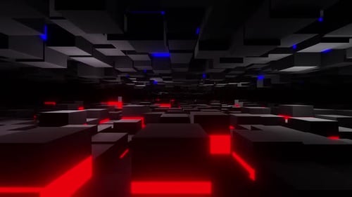 Rote und blaue Tunnelbewegung mit dunklen Würfeln Vj Loop HD