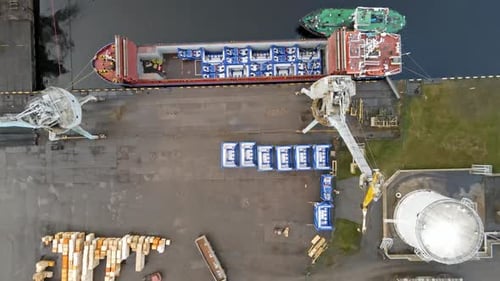 Cargo ship aerial view