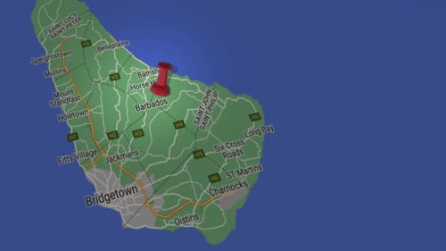 3D Animated Map Pin Drop on Barbados