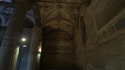A rib vault corridor inside a courtyard