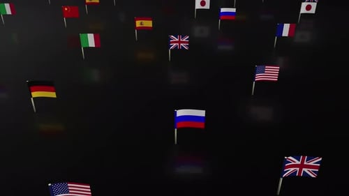 Floating National Flags of the World Animation