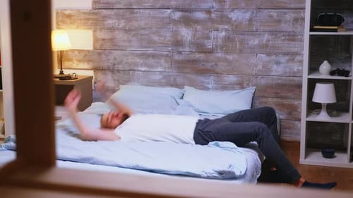 Tired Man Falling Back