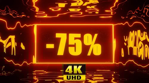 Glowing Neon Rectangle with Percentage Text and Abstract Waves