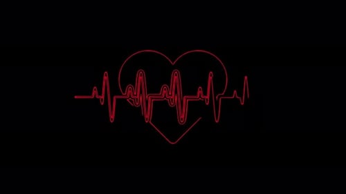 Abstract seamless line heartbeat. 4k video animation of pulse heart rhythm.