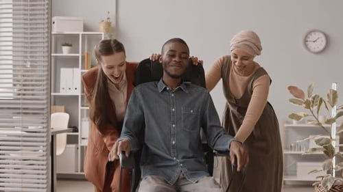 Diverse Office Team Having Fun at Workplace