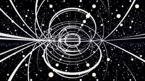 Rotating circles of shining light, seamless loop