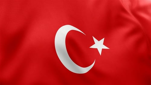 Waving Turkish Flag Realistic Animation
