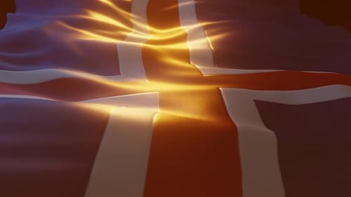 Waving UK Flag with Golden Light Streaks Motion Background