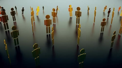 Animated 3D People Icons Grid on Dark Background