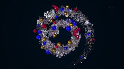 Garland of snow flakes and Christmas tree decorations
