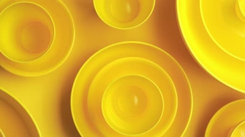 Abstract Yellow Bowls and Plates Pattern