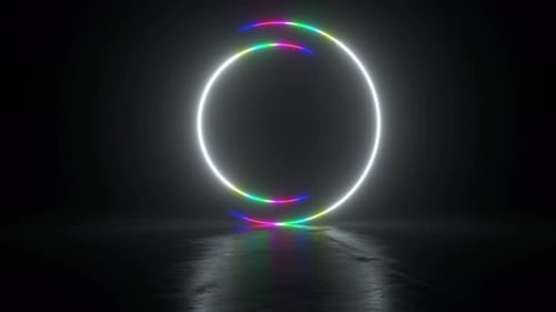 Circle stage multicolored neon light