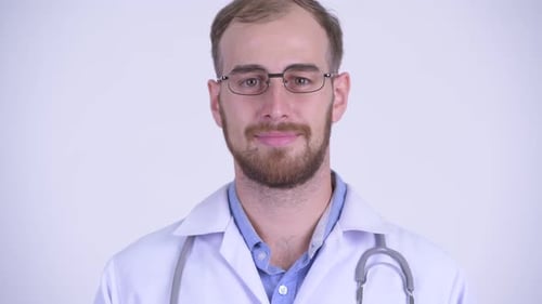 Smiling Male Doctor with Glasses and Stethoscope