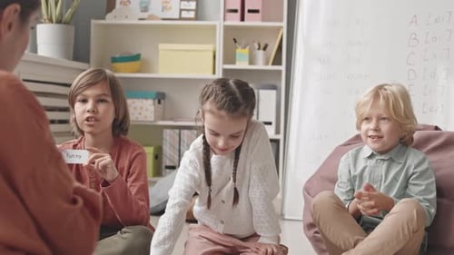 Engaging Literacy Lesson with Teacher and Children