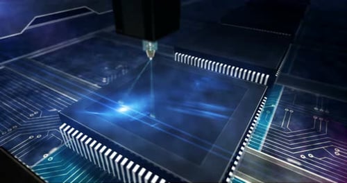 Processor factory with laser burning of cyber security key symbol