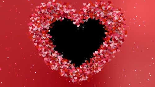 Animated Red Hearts Frame with Alpha Channel Reveal