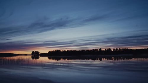 Reflective Lake at Sunset