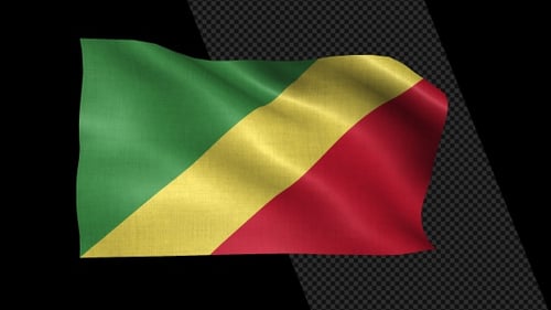 Republic of the Congo Flag Waving Realistic Animation