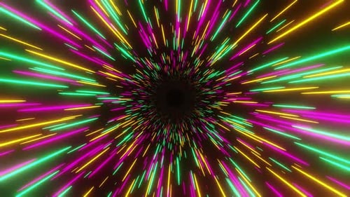 Neon Glowing Lights Speed Tunnel Background Animation