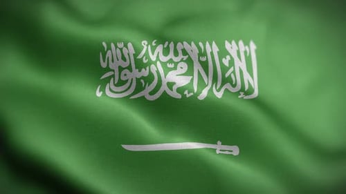 Flagge Saudi-Arabiens, texturierte, wehende Vorderseite,