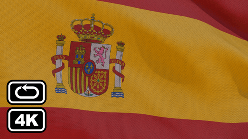 Waving Flag of Spain Seamless Loop Background