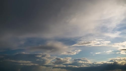 Clouds Move Smoothly in the Blue Sky. Timelapse. Cloud Space.