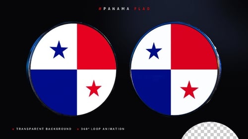 Panama Flag 3D Spinning Circle Animation