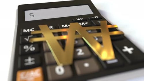 Won Symbol on the Keys and SELL Text on Calculator Display